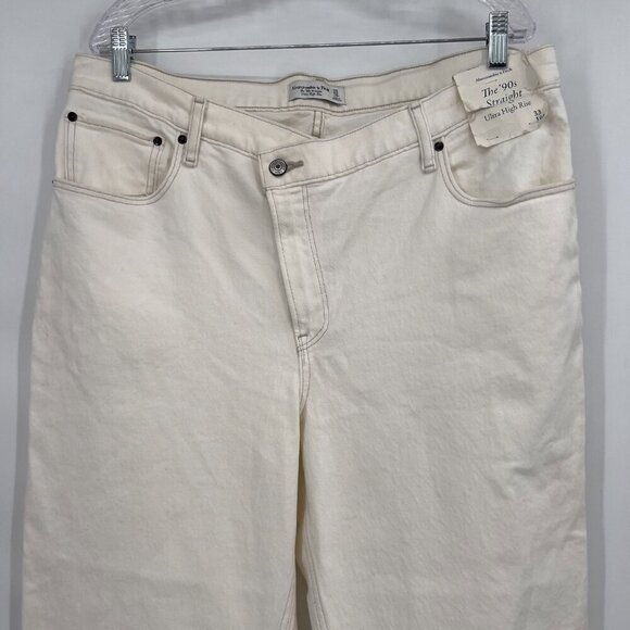 Abercrombie & Fitch The '90s Straight Ultra High Rise Jeans Size 33/16R NWT - Picture 2 of 13